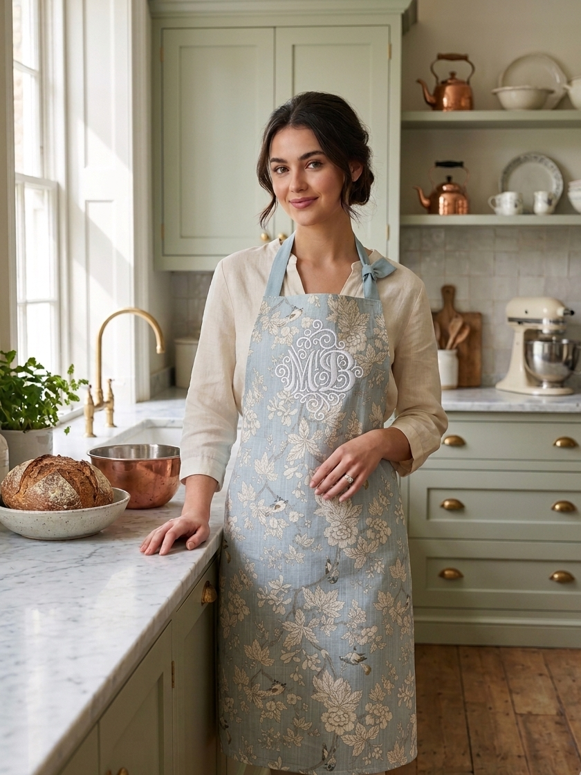 Blue & White Bird Apron