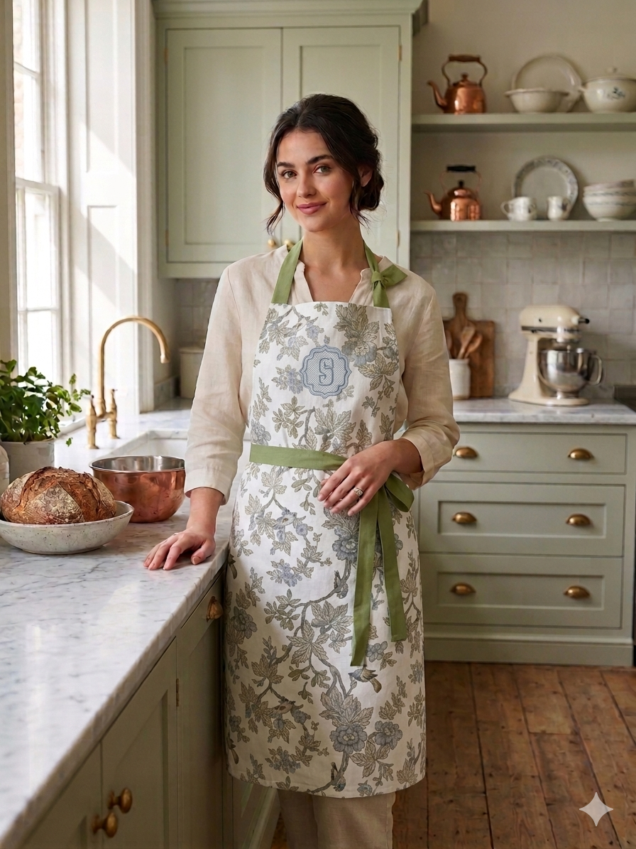 Sage Green and Blue Apron