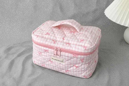 Checkers and Bows Cosmetic Bag