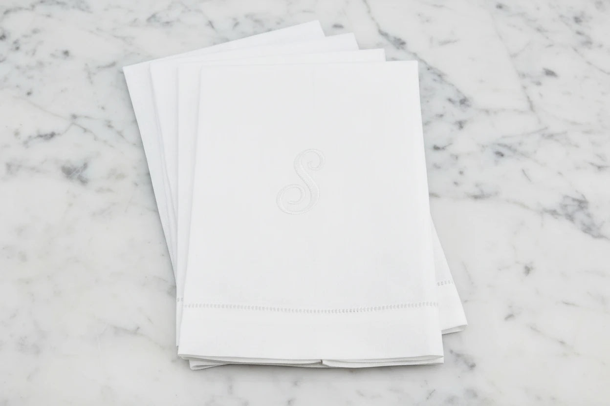 Linen Hemstitched Embroidered Guest Towel