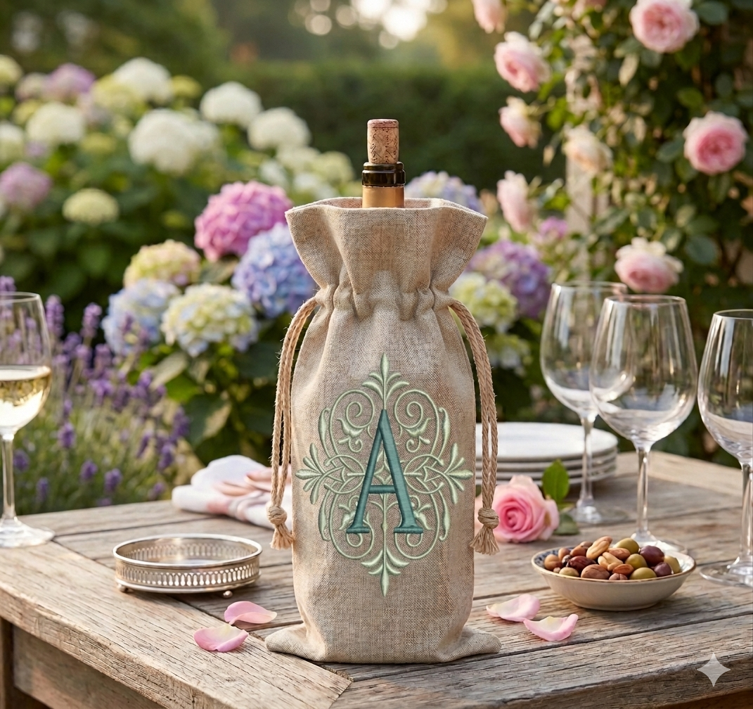 Linen Wine Bottle Bag