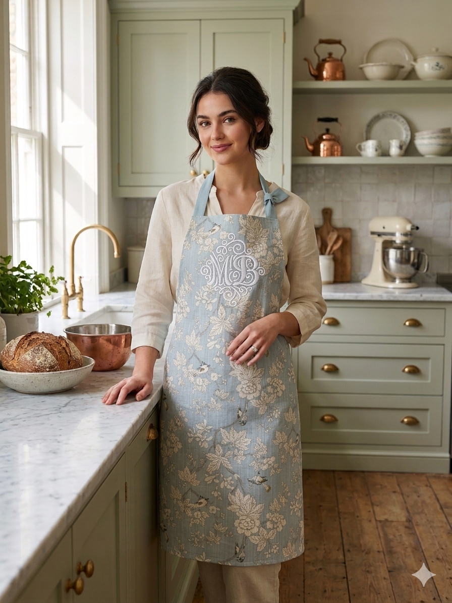 Blue & White Bird Apron