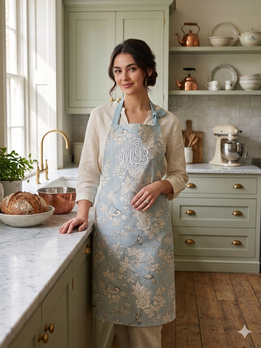 Blue & White Bird Apron