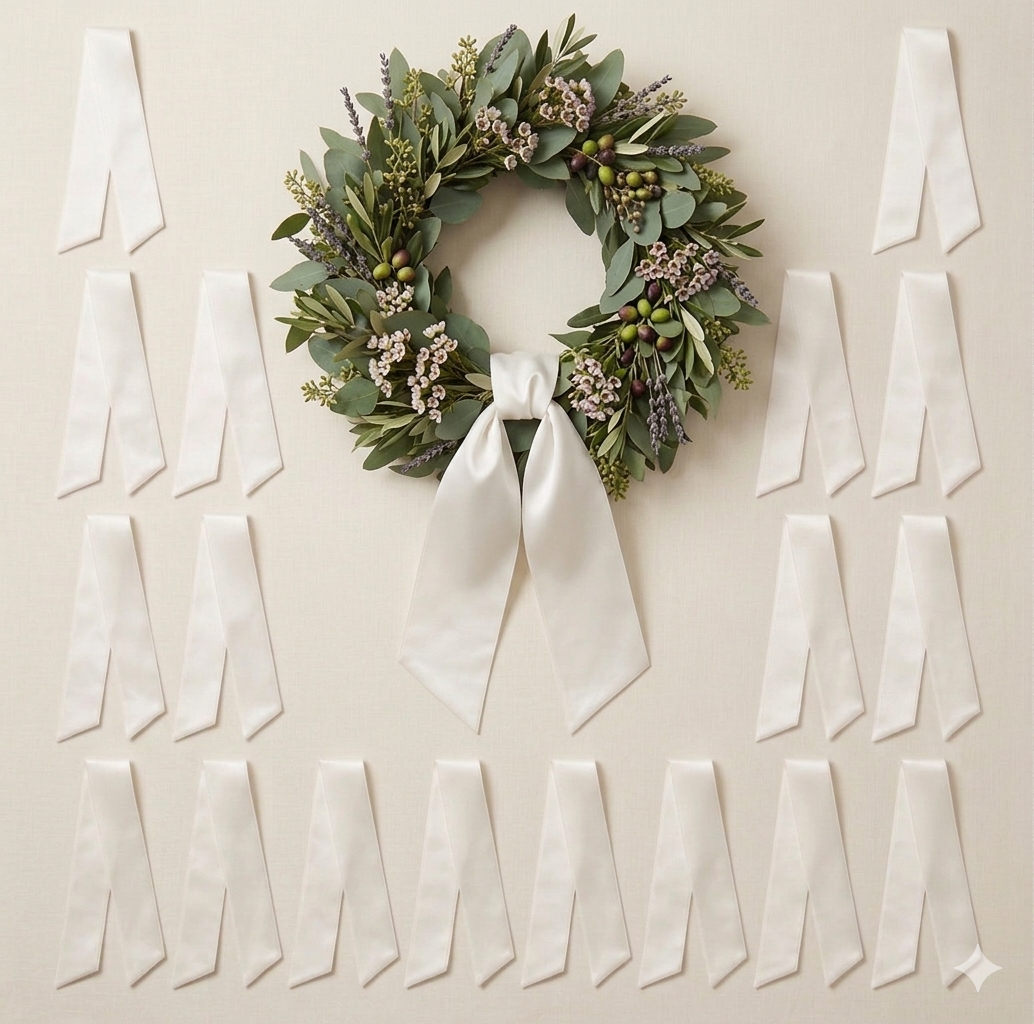 White Satin Wreath Sash