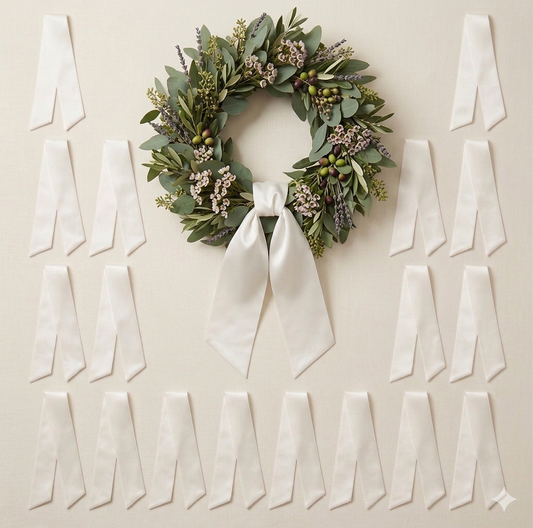 White Satin Wreath Sash