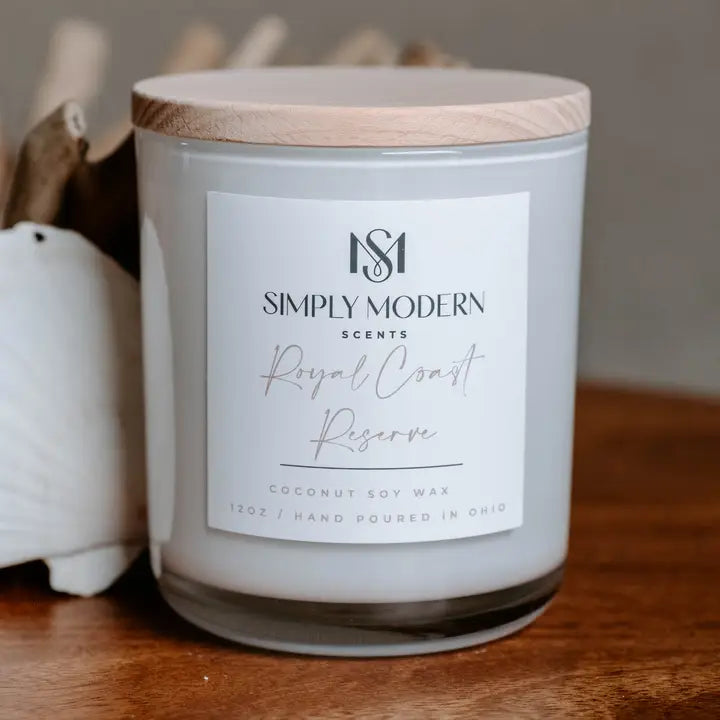 Royal Coast Reserve White Wood-Wick Coconut Soy Wax Candle