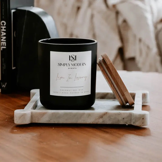 Live in Luxury | Black | Wood-Wick Coconut Soy Wax Candle